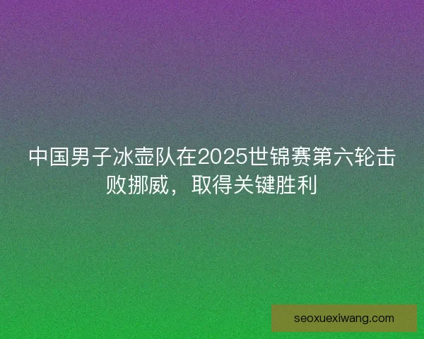 中国男子冰壶队在2025世锦赛第六轮击败挪威，取得关键胜利